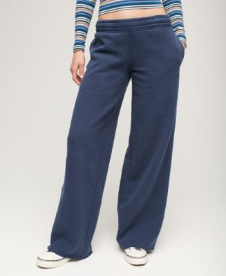 Superdry Femme Pantalon de Survêtement Droit Délavé Bleu Marine Taille: 44