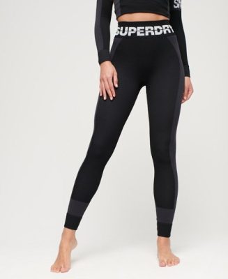 Superdry Femme Sport Legging Sous-vêtement Sans Coutures Noir Taille: 6-8