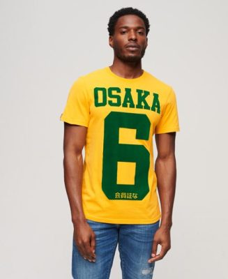 Superdry Homme T-shirt à Imprimé Floqué Osaka 6 Doré/Vert Taille: S