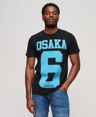 Superdry Homme T-shirt à Imprimé en Relief Osaka 6 Noir Taille: XL