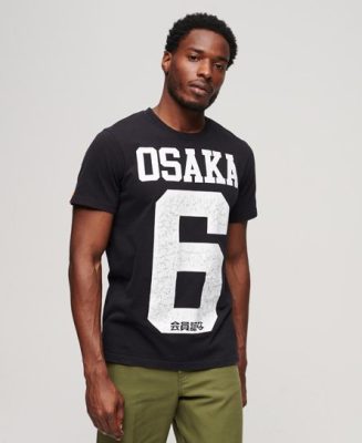 Superdry Homme T-shirt Vintage Standard Osaka 6 Noir/Blanc Taille: S