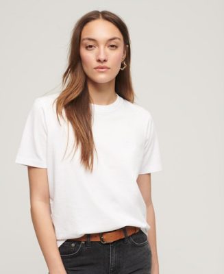 Superdry Femme T-shirt Brodé Vintage Logo en Coton bio Blanc Taille: 44