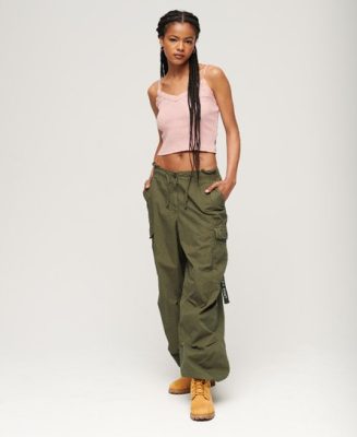 Superdry Femme Pantalon Baggy Parachute Vert Taille: M/L