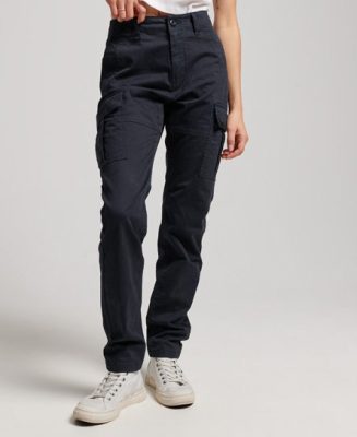 Superdry Femme Pantalon Cargo Slim en Coton bio Bleu Marine Taille: 26/32