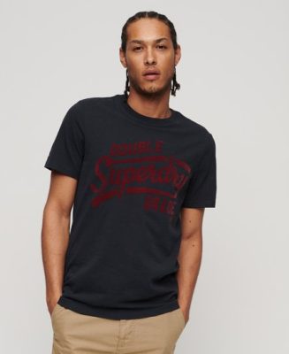 Superdry Homme T-shirt à Motif Athletic Script Bleu Marine/Rouge Taille: XL