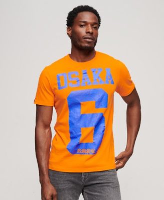 Superdry Homme T-shirt à Imprimé Craquelé Osaka 6 Orange/Bleu Taille: M