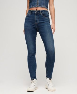 Superdry Femme Jean Denim Skinny Taille Haute en Coton bio Bleu Taille: 25/30