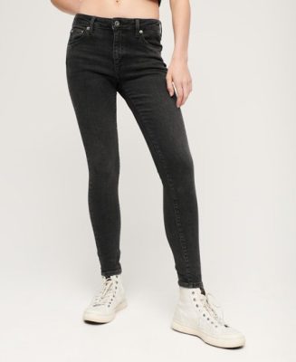 Superdry Femme Jean Skinny Vintage à Taille Mi-haute en Coton Biologique Noir Taille: 29/32