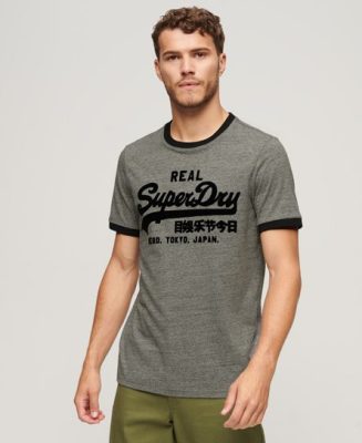 Superdry Homme T-shirt Vintage Logo ton sur ton Gris Taille: L