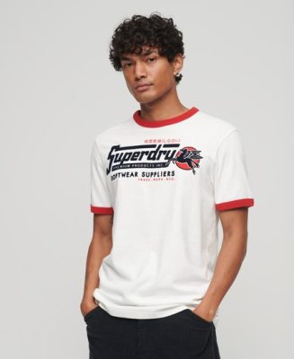Superdry Homme T-shirt Classique Core Logo American Ringer Blanc Taille: Xxl