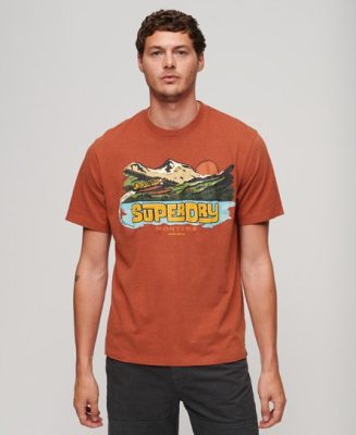 Superdry Homme T-shirt à Motif Travel Postcard Orange/Vert Taille: Xxxl