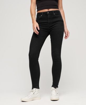 Superdry Femme Jean Skinny Vintage à Taille Mi-haute en Coton Biologique Noir Taille: 26/30