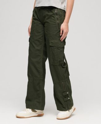 Superdry Femme Pantalon Cargo Large Taille Basse Vert Taille: 40