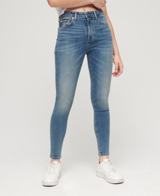 Superdry Femme Jean Skinny Vintage à Taille Mi-haute en Coton Biologique Bleu Taille: 27/30
