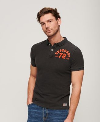 Superdry Homme Polo Vintage Athletic Noir Taille: M