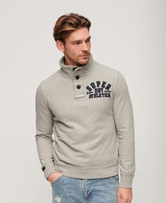 Superdry Homme Pull à col Tunisien Vintage Athletic Gris Clair Taille: S