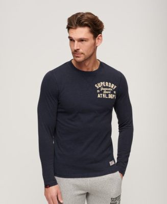 Superdry Homme T-shirt à Manches Longues Vintage Athletic Bleu Marine Taille: L