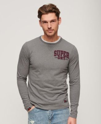 Superdry Homme T-shirt à Manches Longues Vintage Athletic Gris Foncé Taille: M