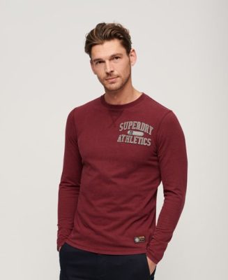 Superdry Homme T-shirt à Manches Longues Vintage Athletic Rouge Taille: S