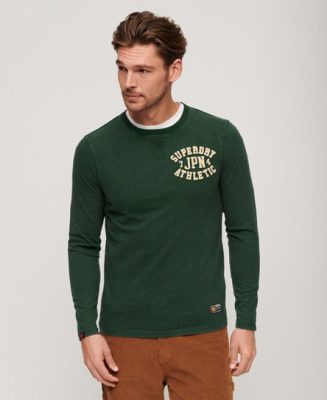 Superdry Homme T-shirt à Manches Longues Vintage Athletic Vert Taille: L
