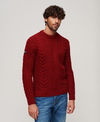 Superdry Homme Pull ras du cou Jacob Rouge Taille: Xxl