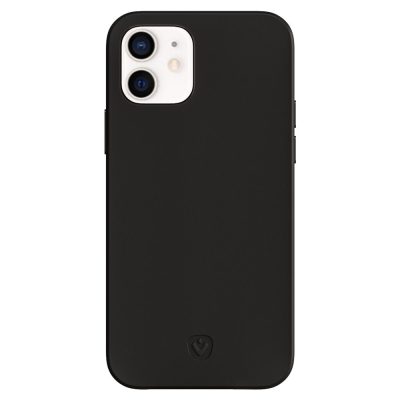 Valenta Snap Luxe - Coque Apple iPhone 12 Mini Coque arrière en Cuir Véritable - Noir