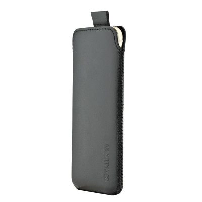 Valenta Pocket Classic - Coque Apple iPhone SE (2020)À languette coulissante en Cuir Véritable - Noir