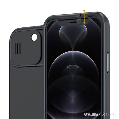 Valenta Privacy Camera Switch - Coque Apple iPhone 12 Pro Max Coque Arrière Rigide Antichoc - Noir