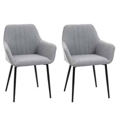 HOMCOM Lot de 2 chaises salle à manger chaise scandinave velours 100% polyester gris Dim. 59