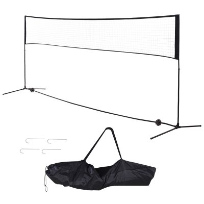 HOMCOM Filet de Badminton Tennis Pliable Portable Longueur 5 m Hauteur Réglable (94 cm  158 cm) Support Pieds pour Badminton Volley-Ball Tennis Noir