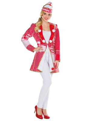 Veste patchwork à motifs rouges et blancs femme