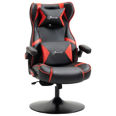 Vinsetto Fauteuil  chaise de bureau chaise gaming ergonomique hauteur réglable accoudoir relevable coussins têtière et lombaires PU noir et rouge