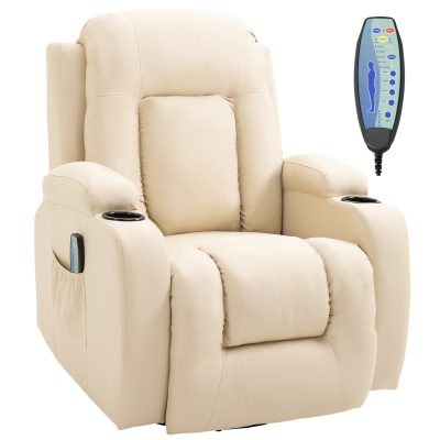 HOMCOM Fauteuil de Massage et Relaxation électrique Chauffant 360° pivotant inclinable manuellement Repose-Pied télécommande