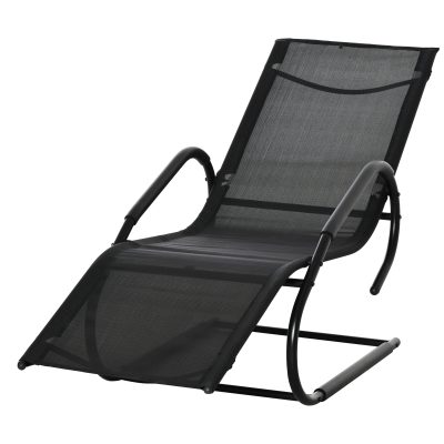 Outsunny Chaise longue transat bain de soleil design contemporain grand confort revêtement textilène métal galvanisé dim. 160L x 59