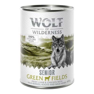Lot Wolf of Wilderness Senior 24 x 400 g - Green Fields - agneau