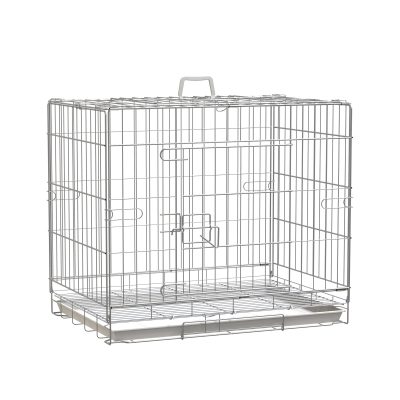 PawHut Cage pour chien pliable en fil métallique avec plateau amovible 1 porte avec serrure 61 x 43 x 50 cm blanc