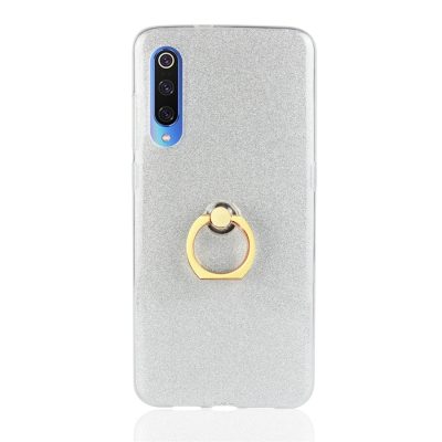 Mobigear Glitter Ring - Coque Xiaomi Mi 9 Coque Arrière Rigide + Anneau-Support - Argent
