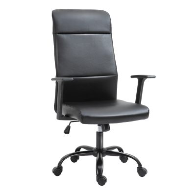 Vinsetto Fauteuil chaise de bureau fauteuil manager ergonomique pivotant 360° hauteur assise réglable revêtement synthétique PU noir   Aosom France