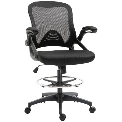 Vinsetto Fauteuil de bureau chaise de bureau assise haute réglable dim. 64L x 60l x 106-126H cm pivotant 360° maille respirante noir