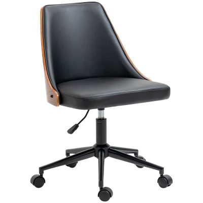 Vinsetto Chaise de bureau ergonomique en similicuir hauteur réglable pivotant cadre en acier charge max. 120 Kg pour maison bureau noir