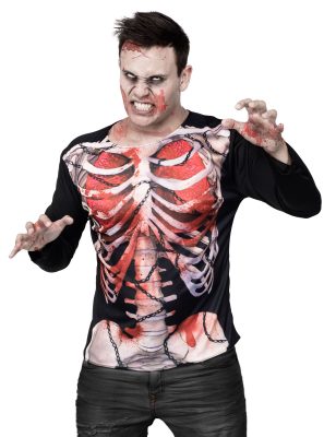 T-shirt zombie squelette Halloween